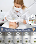 Magnifying Glass With Light And Stand For Salon Esthetics On A Rolling Floor Lamp Base, used in skincare procedure demonstration.