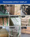 Packaging display of various materials secured with strapping, including glass, wood, and aluminum. Heavy Duty Electric Strapping Machine For Pp Pet Plastic Bands.