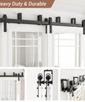 6Ft Double Track Bypass Sliding Barn Door Hardware Kit for Two Doors, heavy-duty steel, black powder coat, easy install.