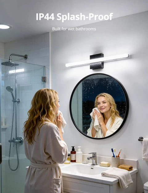 24 Inch Black Vanity Light For Bathroom Mirror LED Wall Bar Fixture 14W 1250LM Cool White 6000K over mirror in use