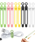 Silicone Cable Ties 10 Pack Reusable Wire Wraps For Office And Home Use, Multipurpose Cable Management For Charging Cords