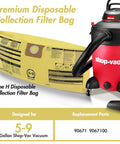 Pro-Grade High-Efficiency Disposable Vacuum Filter Bags For 5 To 9 Gallon Vacuums, 4 Pack, Yellow next to Shop-Vac