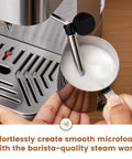 Cafe Quality Home Espresso Machine With 58mm Portafilter And Milk Frother 20 Bar Pump Compact Stainless Steel Espresso Maker steam wand frothing milk
