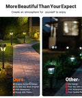 Comparison of Must Have Easy Install Solar Pathway Lights Outdoor Garden 6 Pack with other lighting, highlighting design and brightness.