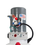 Front view of Single Acting 12V Hydraulic Pump With Remote Pendant, 15 Foot Cord, 6 Quart Reservoir, 3200 PSI A and 1500 PSI B Port Relief