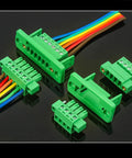 Five Pack 4 Pin Screw Terminal Block Connector With Through Wall Mount 3.81 Millimeter Pitch Beefy PA66 Flame Retardant shown