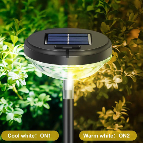 8 Pack Solar Pathway Lights Outdoor Color Changing And Warm White IP67 Waterproof Garden Walkway Lawn Lights, solar panel close-up