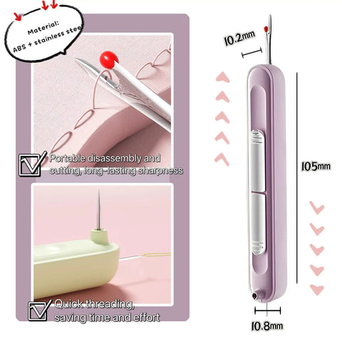 2 In 1 Automatic Needle Threader And Seam Ripper For Quick Sewing And Quilting Projects Must Have DIY Sewing Kit With Loop Needle Threader Purple Finish Ultra Handy Tool For Sewing Crafting Repairs