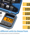 Open Pocket Digital Scale 200g Capacity 0.01g Precision Mini Food And Jewelry Scale showing LCD and mode buttons