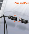 Y Branch MC4 Parallel Connector Kit For Solar Panels, 1M2F And 2M1F Pairs, Rivet Lock Plugs shown in plug and play setup