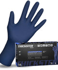 Powder Free Latex Exam Gloves 14 Mil Thick Fully Textured Grip Blue Large 12 Inch Disposable Single Use Pack of 50 displayed with box