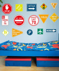 15 Piece Road Sign Wall Decals Set Traffic Street Sign Stickers Vinyl Wall Decor For Classroom Bulletin Board Kid Bedroom