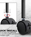 Close-up of 4Pcs 1 Inch Plastic Caster Wheels With Swivel M8 X 13mm Stem, Black Nylon, 30mm wheel, showing installation process