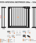 Auto Close Baby And Dog Gate For Stairs And Doorways No Drilling Pressure Mounted Black 51 Inch Safety Gate components