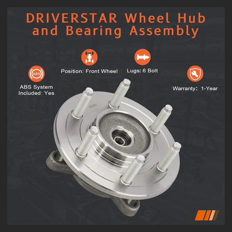 Front Wheel Hub And Bearing Assembly For 4WD Ford F150 2004 2006 2007 2008 And Lincoln Mark LT 2006 2007 2008 With 6 Lug And ABS 515079 Swap In Ready Direct Replacement For Easy Install