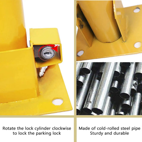 Heavy Duty Steel Machine Guard Rail With U Shaped Guardrail Anti Collision Bar close-up of yellow steel structure and lock