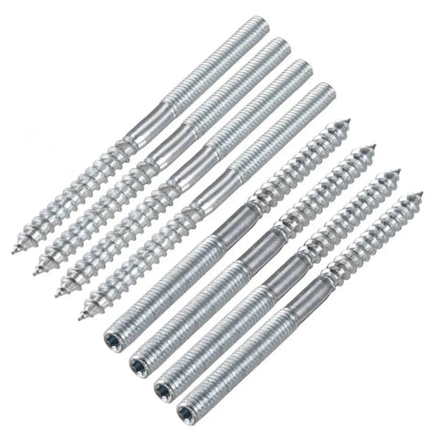 32 Pieces M6 Carbon Steel Hanger Bolts Double Ended Self Tapping Screws For Furniture Zinc Plated 70mm Long Heavy Duty Wood Joining Hardware