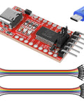 USB To TTL Serial Converter Adapter With Type C Cable For Arduino FT232RL FTDI Breakout Board with colorful Dupont jumpers