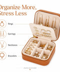 Super Chic Travel Jewelry Box With Waterproof PU Leather Exterior And Soft Flannel Interior Removable Dividers for Rings and Necklaces