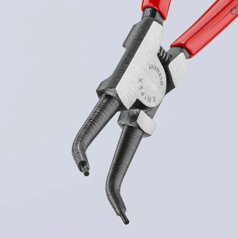 External Circlip Pliers With 45 Degree Angled Tips Heavy Duty Forged Jaws Black Atramentized Finish Plastic Coated Handles