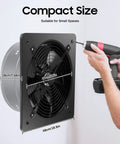 Side view of Beefy 750W Industrial Axial Flow Exhaust Fan With 8000 CFM Airflow 2800 RPM Wall Mount Ventilator being installed.