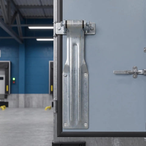 Built Tough Heavy Duty Vehicle Door Hinge For Utility And Semi Trailers With Anti Corrosion Finish Keeps Cold Storage Temperature Stable And Is Ideal For Freezers, Refrigerated Vehicles, And Garage Door Replacements on insulated trailer door