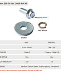 Bolt and washer kit for Heavy Duty Centrifugal Clutch Three Quarter Inch Bore 10 Tooth For 212cc Predator Go Kart Engine Kit