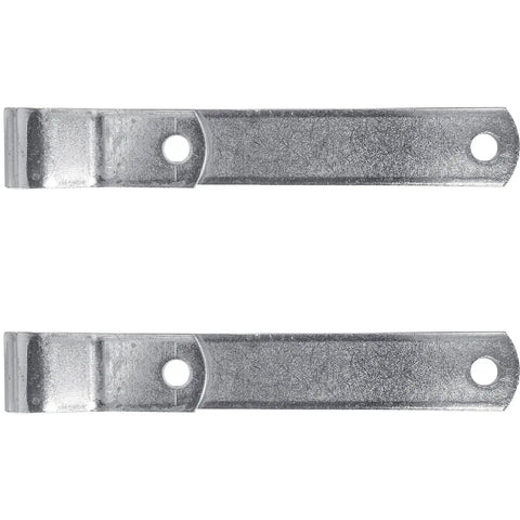 Eight Inch Heavy Duty Strap Hinge Pair Real Deal Galvanized Steel Built Different For Wood Fences Shedding Rust Outdoors showing two hinges.