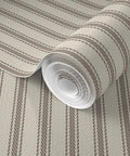 Kick Up Your Walls With Rustic Farmhouse PVC Free Type II Wallpaper Matte Linen Finish Heavy Duty For Kitchens And Baths Easy Paste To Paper Setup Good For Any Space, showing a roll of striped wallpaper.
