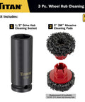 Pro Grade Wheel Hub Cleaning Kit with half inch drive impact socket and 2 inch abrasive pads for brake hubs and studs cleaning