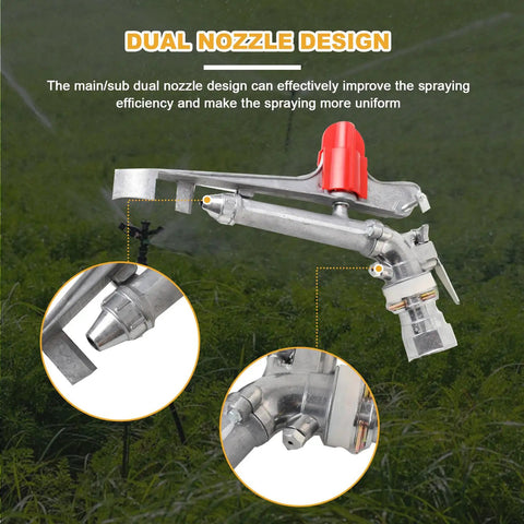 1.5 Inch Agriculture Irrigation Sprinkler With 360 Degree Rotary Action Heavy Duty Zinc Alloy Farm Water Distributor Roll Out Broad Coverage nozzle design close-up