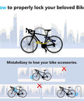 Diagram showing Heavy Duty Bike U Lock With 5 Foot Security Cable And 17mm Shackle on bike in cityscape.