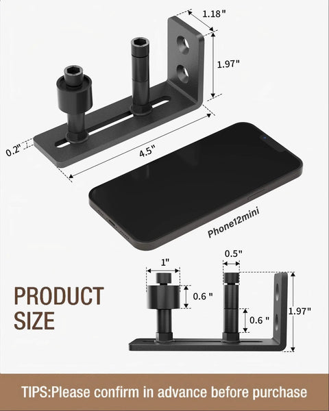 Sliding Barn Door Floor Guide With Adjustable Stay Rollers, Low Profile Flush Design, Bottom Mount, product size view