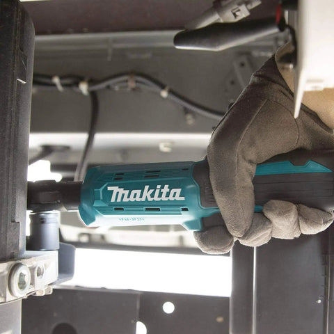 Using 18V Cordless Ratchet With 3/8 In And 1/4 In Square Drives, 35 Ft-Lbs Max Torque, Variable Speed 0-800 RPM on machinery