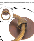 Close-up of Retro Style Ring Cabinet Pull in Solid Brass, 4cm, Antique Bronze Finish for Wardrobe and Dresser Cabinets