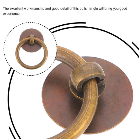 Close-up of Retro Style Ring Cabinet Pull in Solid Brass, 4cm, Antique Bronze Finish for Wardrobe and Dresser Cabinets