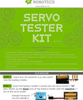 Instruction sheet for Servo Motor Tester Kit With 9G 180 Degree Servo RC Servo Tester Controller, featuring setup steps.