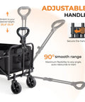 Heavy Duty Collapsible Wagon With All Terrain Wheels And Drink Holders 220 Lbs Capacity Foldable Utility Cart with adjustable handle