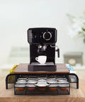 Rustic K Cup Holder And Storage Drawer With Side Baskets 30 Cup Capacity Wood Top Coffee Station Organizer For Kitchen Or Office
