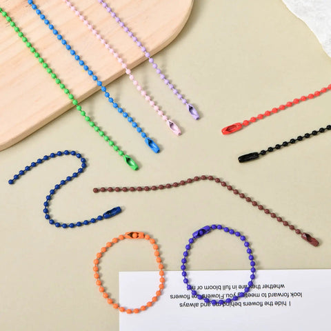 200 Pcs Bulk Ball Bead Chain Keychain Kit 4.7 Inch Metal Dog Tag Chains With Connectors For Hanging Decor And DIY Crafts Iron Material Durable 2.4 Mm Bead Chain, mixed-color ball chains
