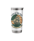 Patriotic Stainless Steel Insulated Tumbler With Retro Sailboat Flag Design Red White And Blue Celebrating Fourth of July American Freedom