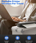 Grab And Go Portable Thermal Printer With 300Dpi Resolution Prints Docs On The Fly With Zero Ink Hassle Smooth Bluetooth Syncing For Fast Office Home Or Road Trips Supports Us Letter A4 Page Formats In Clean Black on a travel table