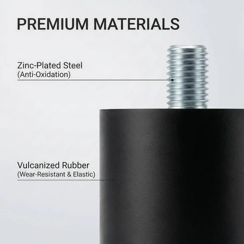 Heavy Duty M5 Rubber Shock Mounts 4 Pack Male Female Vibration Dampening Isolators For Shop Projects And Daily Rigs 15Mm Square Profile showing zinc-plated steel and vulcanized rubber materials.