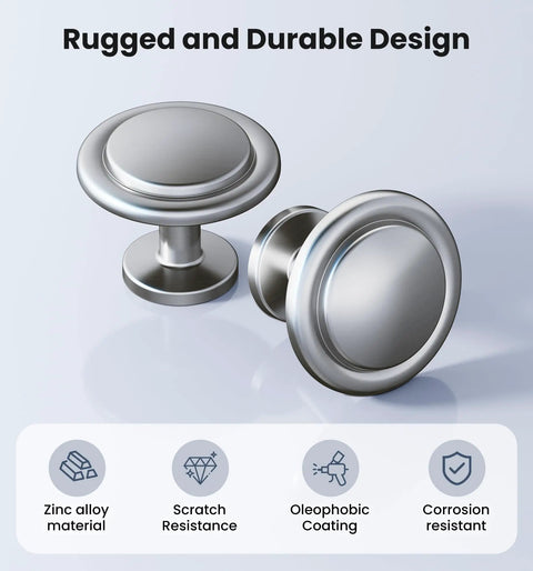 10 Pack 1-1/4 Inch Brushed Nickel Solid Zinc Alloy Euro Style Cabinet Knobs And Drawer Pulls with durable design