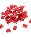 100 Pack 10 Amp Atc Ato Standard Fuse Blades For Cars Trucks Boats Rvs With Tin Plated Zinc Terminals Offering Legit Heavy Duty No Sweat Short Circuit Protection in red.
