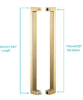Beefy Heavy Duty Satin Gold Stainless Steel Push Pull Door Handle For Barn And Glass Doors 48 Inch With 304 Solid Standoffs And 4 Hex Socket Screws Square Or Rectangle Style One Point Two Millimeter Thick., 1200mm pair handle set with 1175mm hole distance