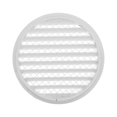 10 Inch White Steel Soffit Vent Cover With Round Louvered Grill Built In Mesh Screen And Flange Heavy Duty HVAC Register