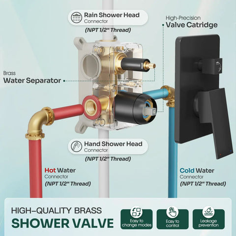 Top Shelf Ceiling Mount Shower System With 10 Inch Rain Head And Handheld Valve Trim Kit For Bold Bathroom Refresh Slick Finish No Fuss Durable Efficient Setup