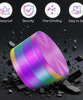 Two Inch Spice Grinder For Home Cooking, Compact Manual Herb Grinder in bold color, showcased with features icons above