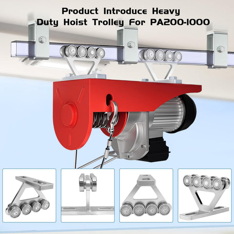 8 Wheel Heavy Duty Hoist Trolley Kit For Unistrut One And Five Eighths Inch Channels, Silent Low Noise Operation, installed view